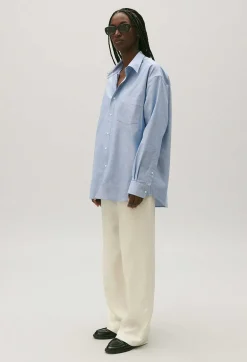 Claudie Pierlot Sky Blue Cotton Shirt*Women Tops And Shirts