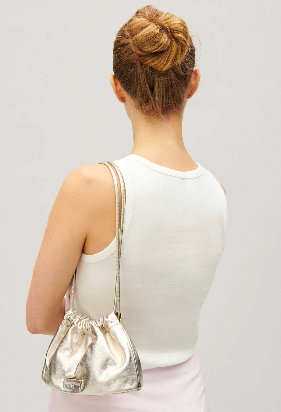 Claudie Pierlot Smooth Gold Leather Purse Bag*Women Mini-Bags