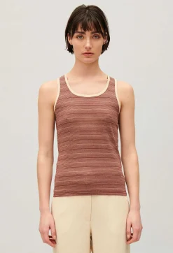 Claudie Pierlot Striped Brown Vest Top*Women T-Shirts