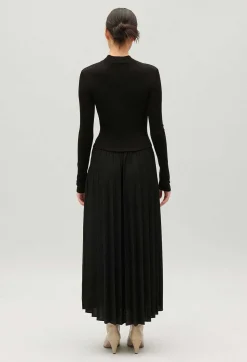 Claudie Pierlot Twist Black Pleated Knitted Dress*Women Dresses