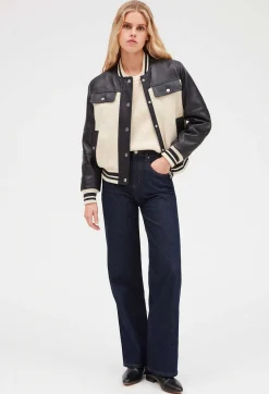 Claudie Pierlot Two Tone Leather And Knit Jacket*Women Jackets And Coats