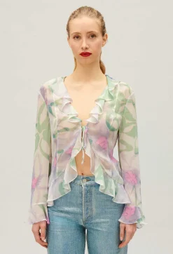 Claudie Pierlot Watercolour Print Silk Blouse*Women Tops And Shirts