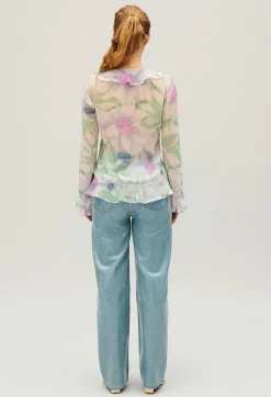 Claudie Pierlot Watercolour Print Silk Blouse*Women Tops And Shirts