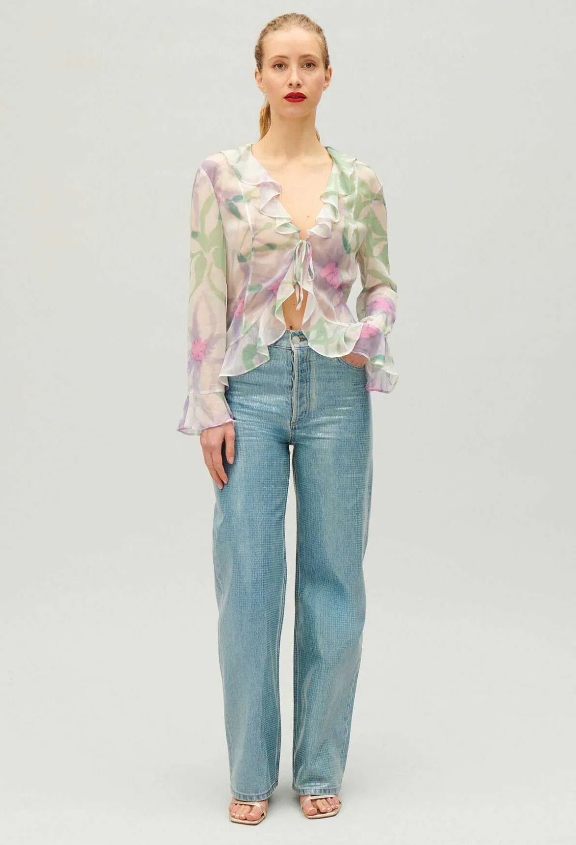 Claudie Pierlot Watercolour Print Silk Blouse*Women Tops And Shirts