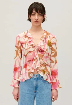 Claudie Pierlot Watercolour Print Silk Blouse*Women Tops And Shirts