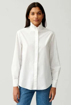 Claudie Pierlot White Shirt With Ruffled Collar*Women Tops And Shirts