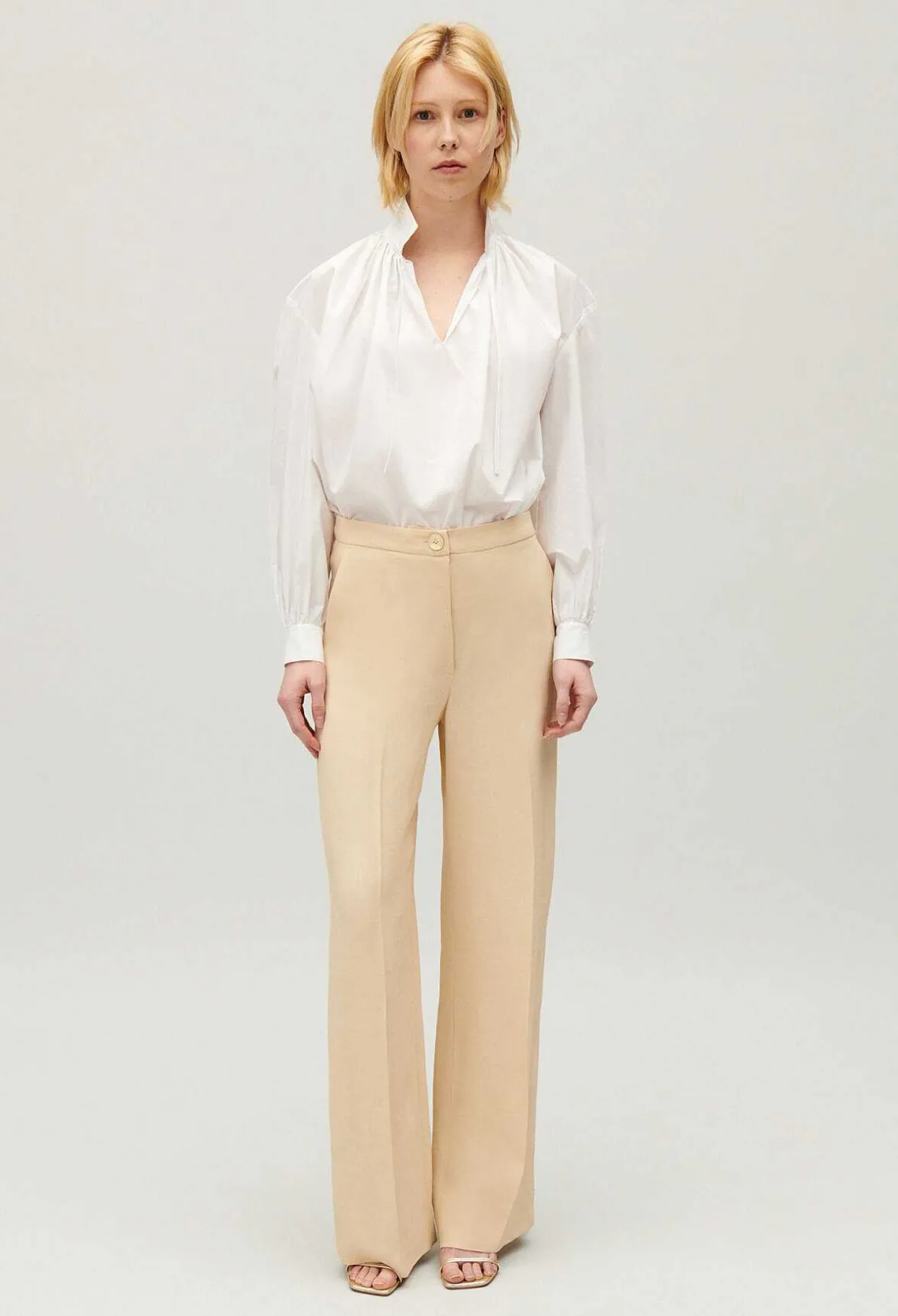 Claudie Pierlot Wide-Leg Beige Trousers*Women Jeans And Trousers