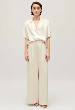 Claudie Pierlot Wide-Leg Trousers With Smocked Waistband*Women Jeans And Trousers