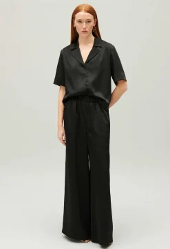 Claudie Pierlot Wide-Leg Trousers With Smocked Waistband*Women Jeans And Trousers