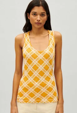 Claudie Pierlot Yellow Checked Vest Top*Women Tops And Shirts