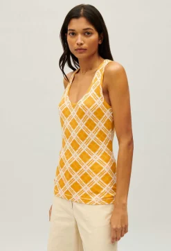 Claudie Pierlot Yellow Checked Vest Top*Women Tops And Shirts